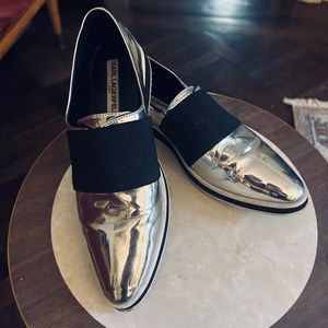 Karl Lagerfeld Paris Kristi 3 Slip On Oxford Flat Sneaker Silver 8.5